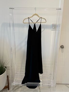 BCBGMaxAzria Black Maxi Slip Dress with Crossback Straps